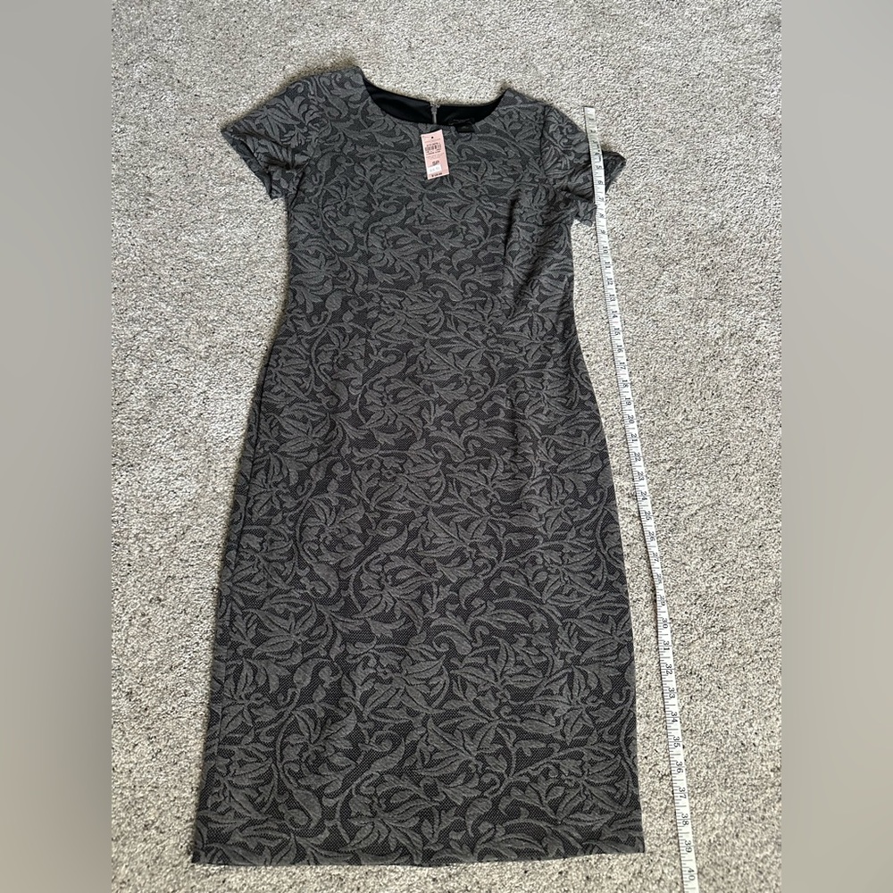 Ann Taylor Black Sheath Midi Dress Crew Neck Cap Sleeve